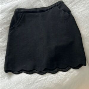 Skies Are Blue Black Scalloped Mini Skirt